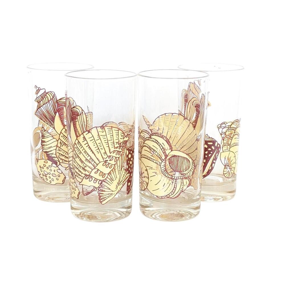 Vintage Tastesetter Seashell Highball Glasses - Sigma Glassware